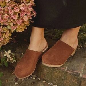 New DOEN chestnut brown Anouk clogs mules 6.5 37 $249